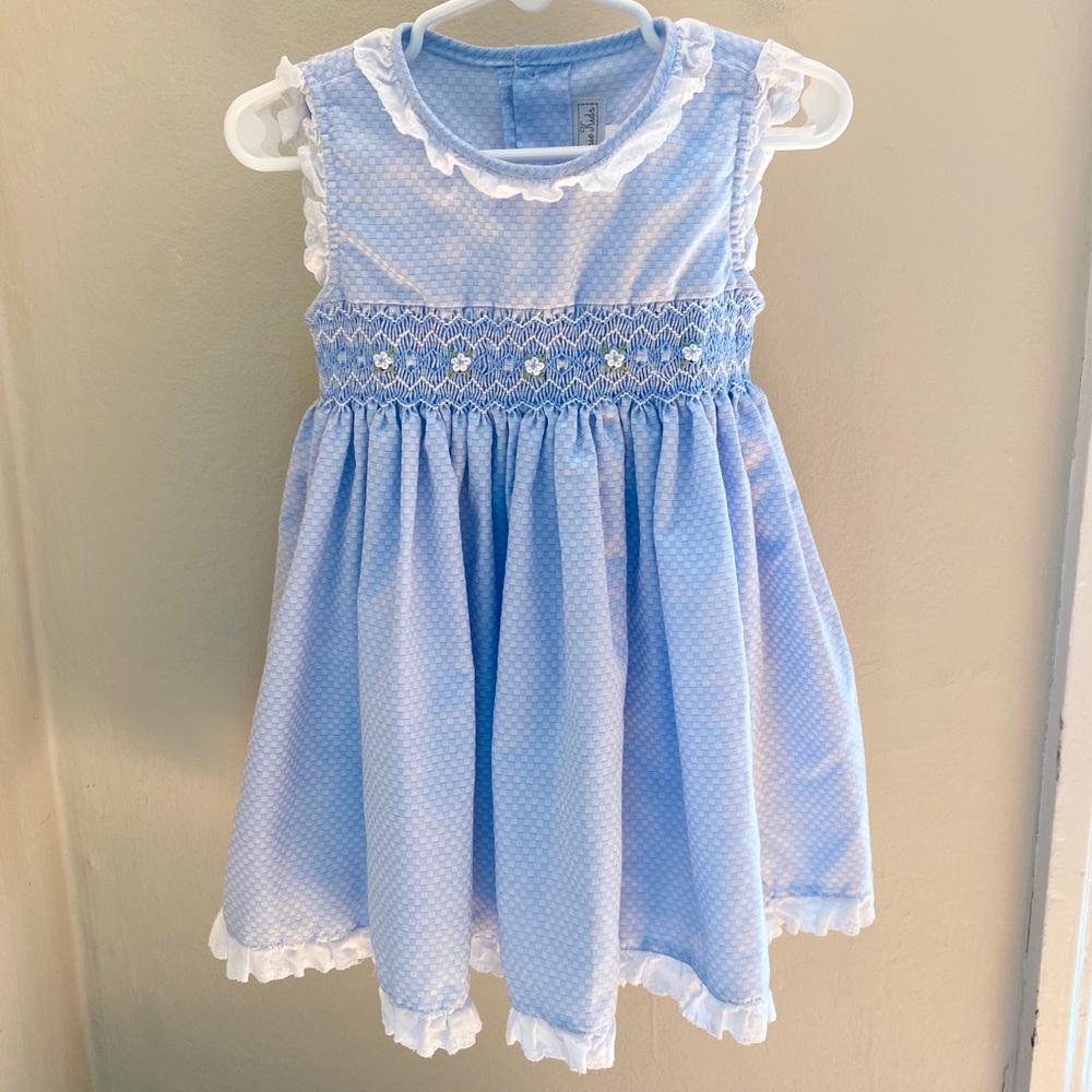 Fantaisie Kids Blue Smocked Dress